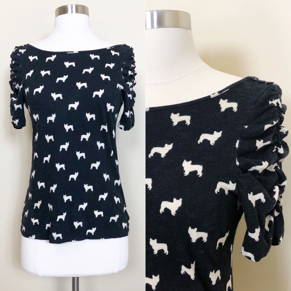 ANTHROPOLOGIE Postmark Black & White Dog Print S